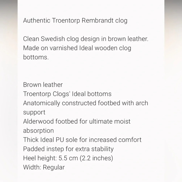 Troentorp Rembrandt Clog Leather Wood 2.2” Heel Brown Slip On Studded Size 42 - Picture 15 of 16